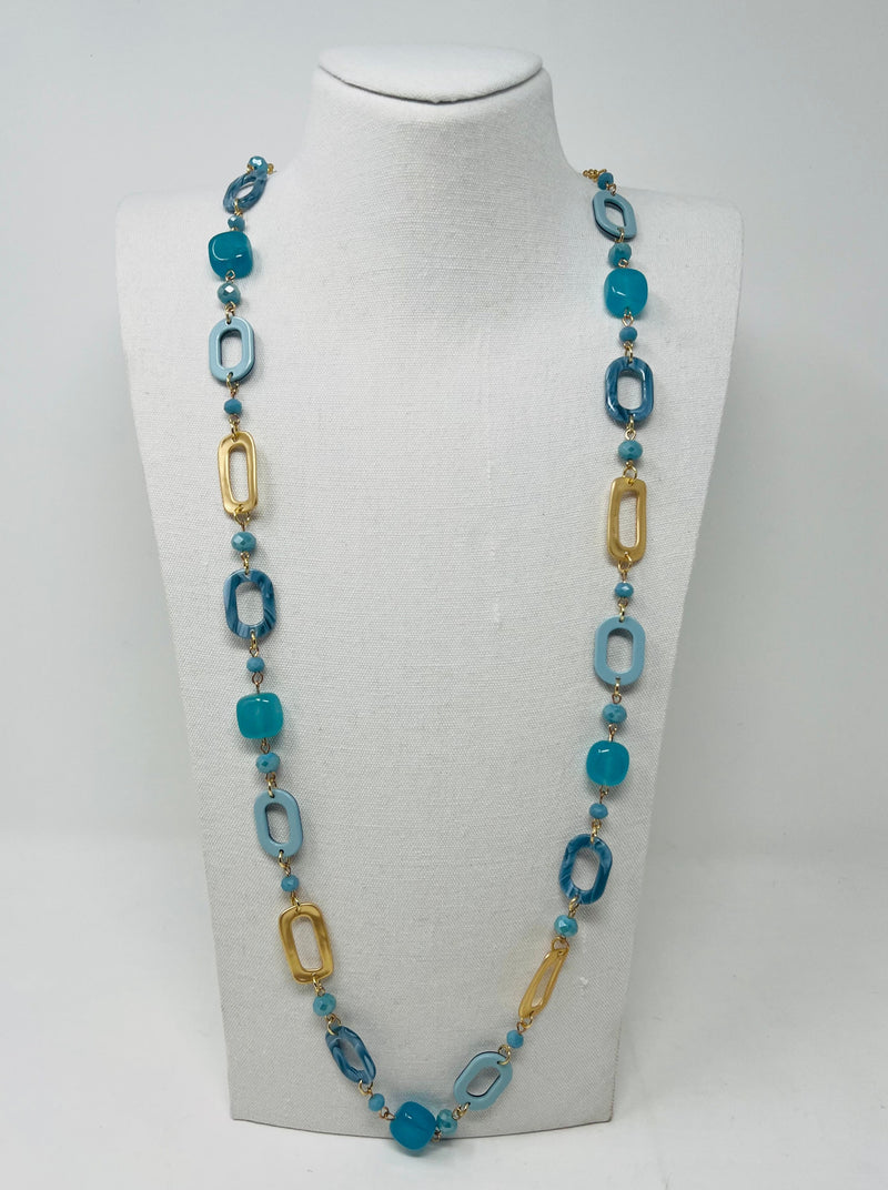 Long Chain Necklace with Metal Chain