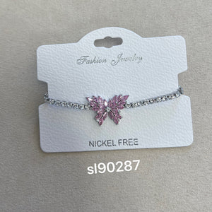 C.Z Rhodium Plated Crystal adjustable Bracelet