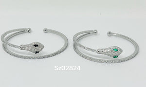 "Snake" C.Z Rhodium Plated Cuff bracelet