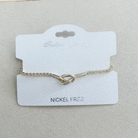 C.Z Rhodium Plated Crystal adjustable Bracelet