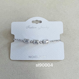 C.Z Rhodium Plated Crystal adjustable Bracelet