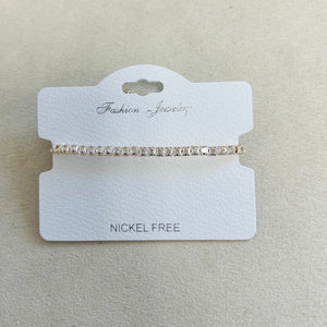 C.Z Rhodium Plated Crystal adjustable Bracelet