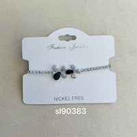 C.Z Rhodium Plated Crystal adjustable Bracelet