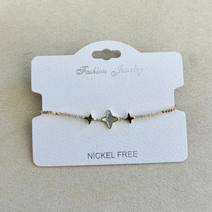 C.Z Rhodium Plated Crystal adjustable Bracelet
