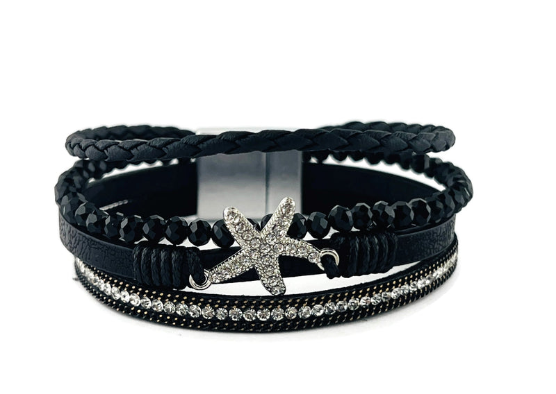 "Starfish" Leather magnetic bracelet