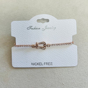 C.Z Rhodium Plated Crystal adjustable Bracelet