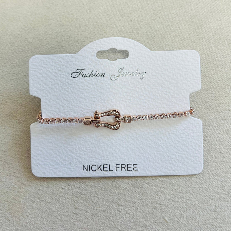 C.Z Rhodium Plated Crystal adjustable Bracelet