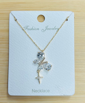 "Butterfly" C.Z Crystal adjustable chain necklace