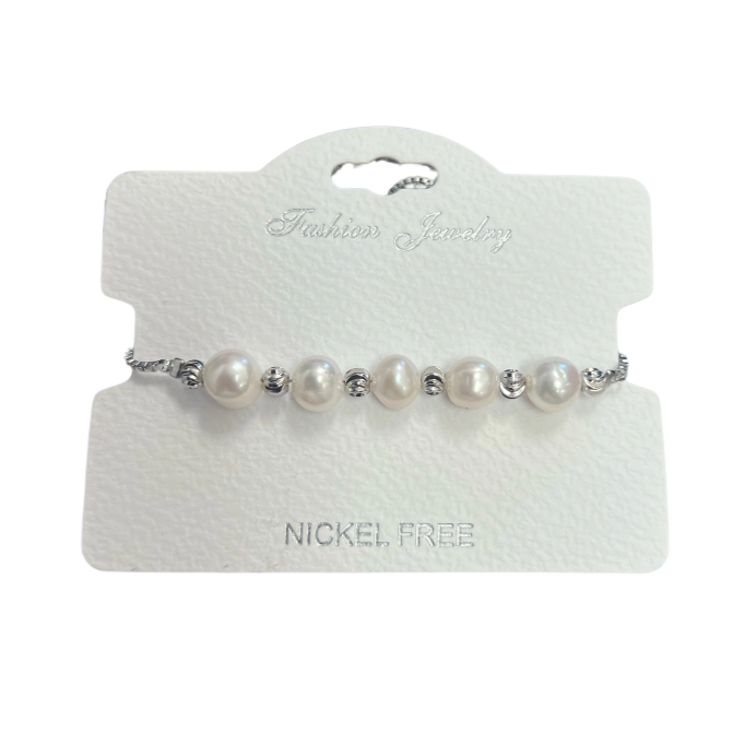 Freshwater Pearl C.Z adjustable Crystal Bracelet