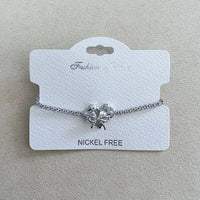 C.Z Rhodium Plated Crystal adjustable Bracelet