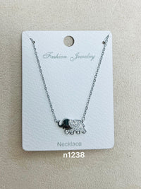 "Elephant" C.Z Rhodium Plated Pendant Necklace