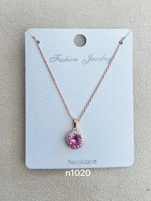 Gold Round Halo C.Z Rhodium Plated Pendant Necklace