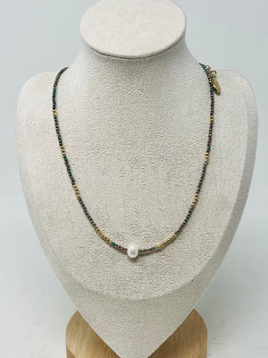 Semi-precious Stone with Miyuki beads & Single Pearl（multi）