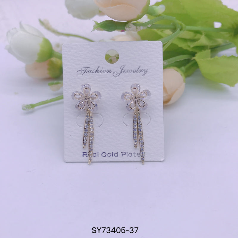 C.Z Rhodium Plated Crystal Stud Earring