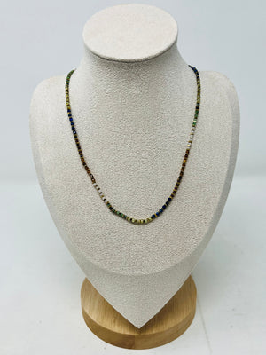 Elegant semi-precious stone necklace with Miyuki beads(Multi )