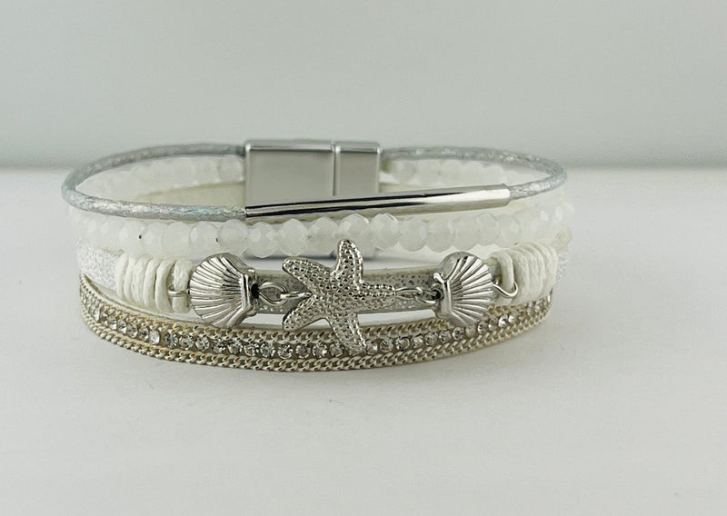 "starfish shell" leather magnetic bracelet
