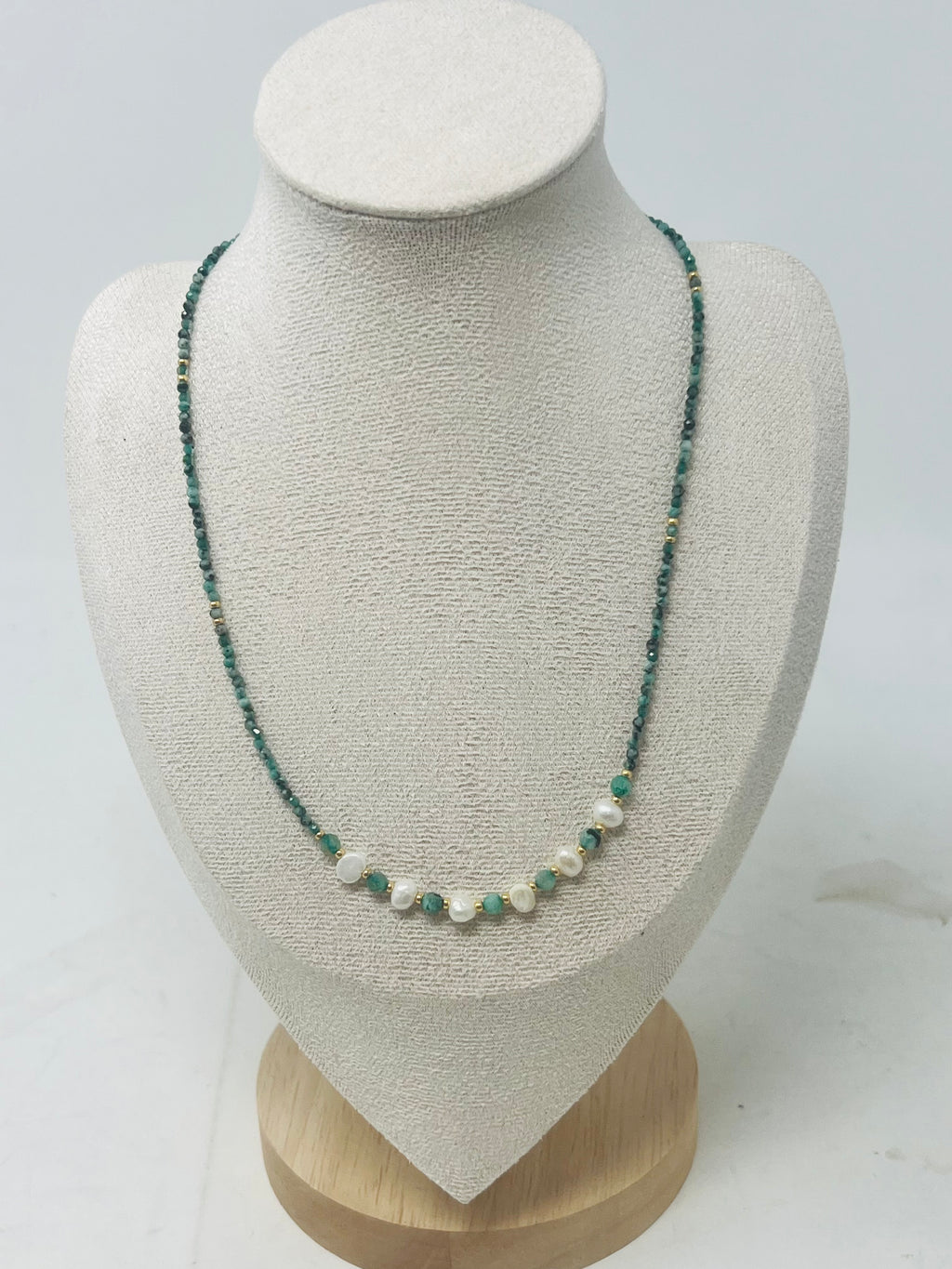 Semi-precious Stone with Miyuki beads with Pearl(green)