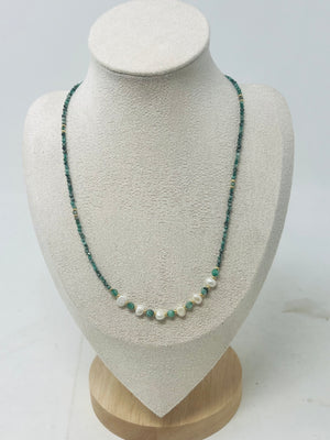 Semi-precious Stone with Miyuki beads with Pearl(green)