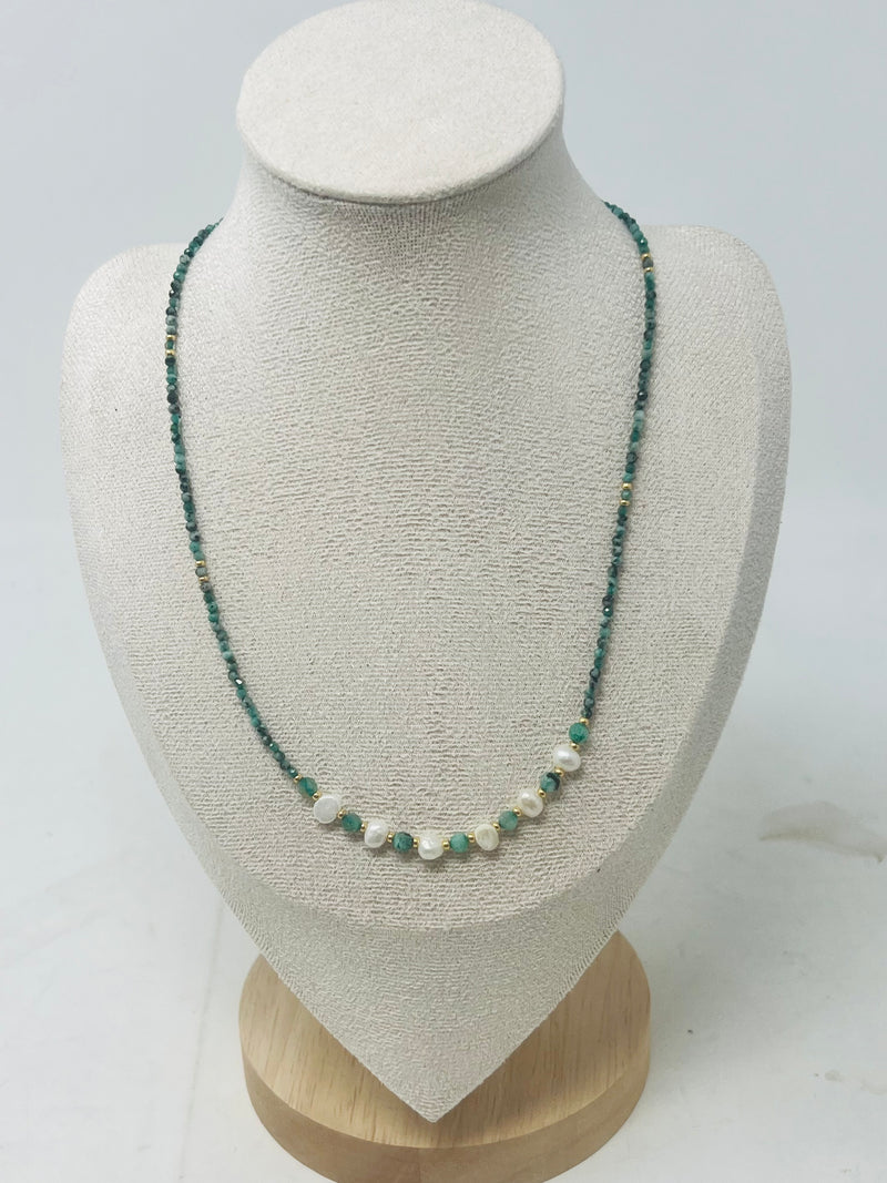 Semi-precious Stone with Miyuki beads with Pearl(green)