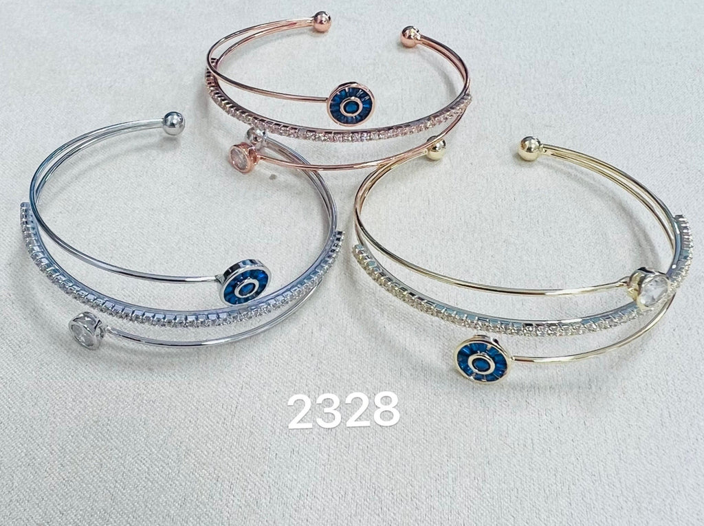 C.Z Rhodium Plated Cuff bracelet