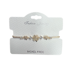 "Flower" C.Z Crystal Adjustable Chain Bracelet