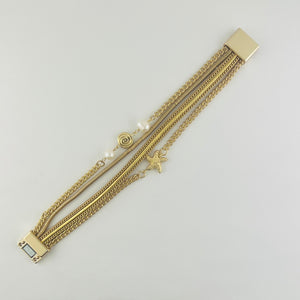 "Star and pearl " metal magnetic bracelet