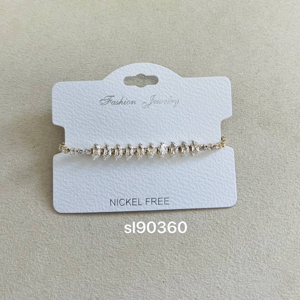 C.Z Rhodium Plated Crystal adjustable Bracelet