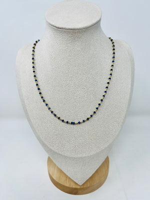 Elegant semi-precious stone necklace with Miyuki beads (navy blue and midnight sapphire tones)