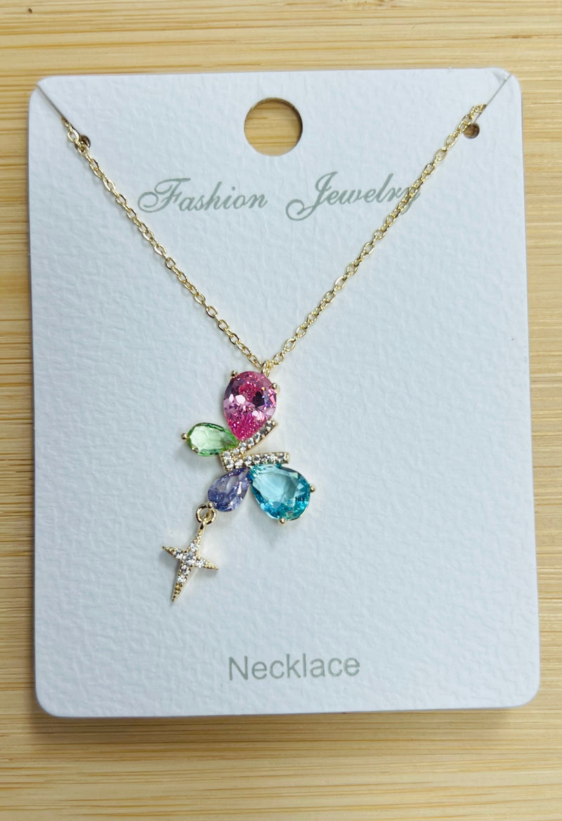 "Butterfly" C.Z Crystal adjustable chain necklace