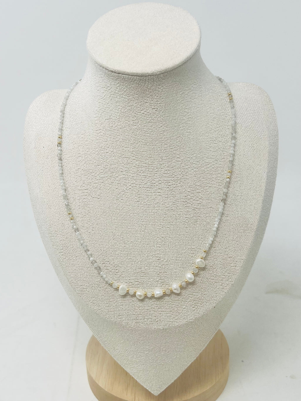 Semi-precious Stone with Miyuki beads with Pearl(white)