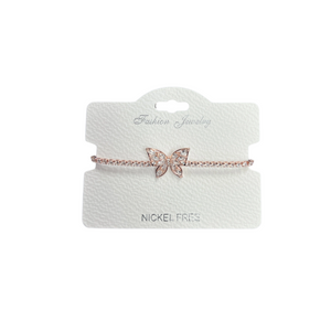 "Butterfly" C.Z Crystal Adjustable Chain Bracelet