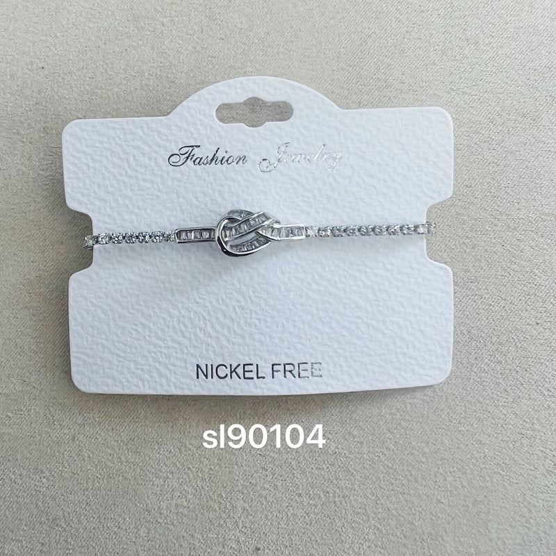 C.Z Rhodium Plated Crystal adjustable Bracelet