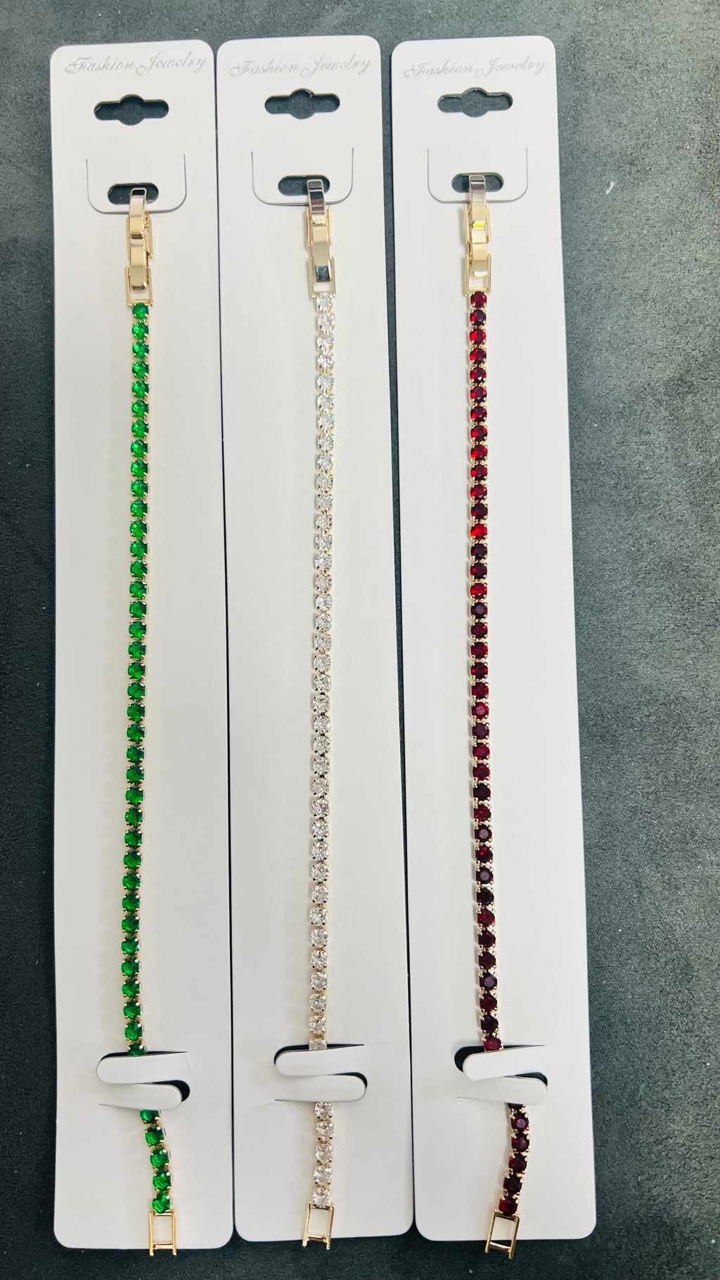 Colorful Gem C.Z Crystal Tennis Bracelets-Adjustable Crystal Chain