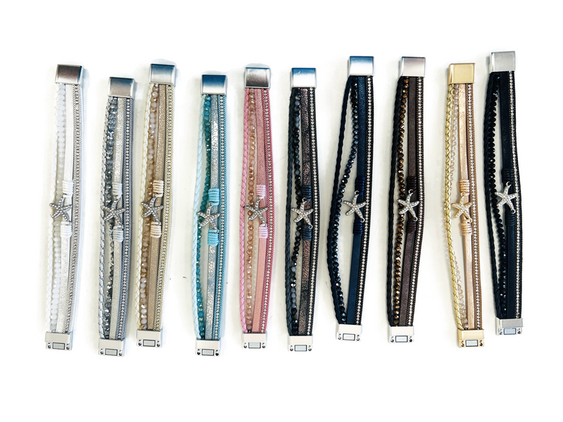 "Starfish" Leather magnetic bracelet