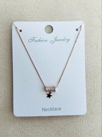 Star Pendant C.Z Rhodium Plated Pendant Necklace