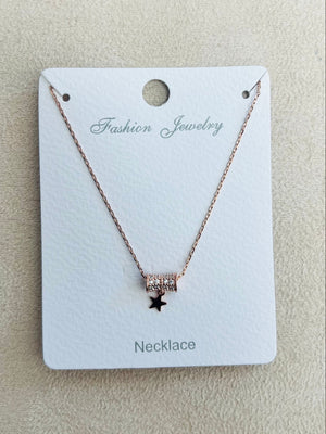 Star Pendant C.Z Rhodium Plated Pendant Necklace