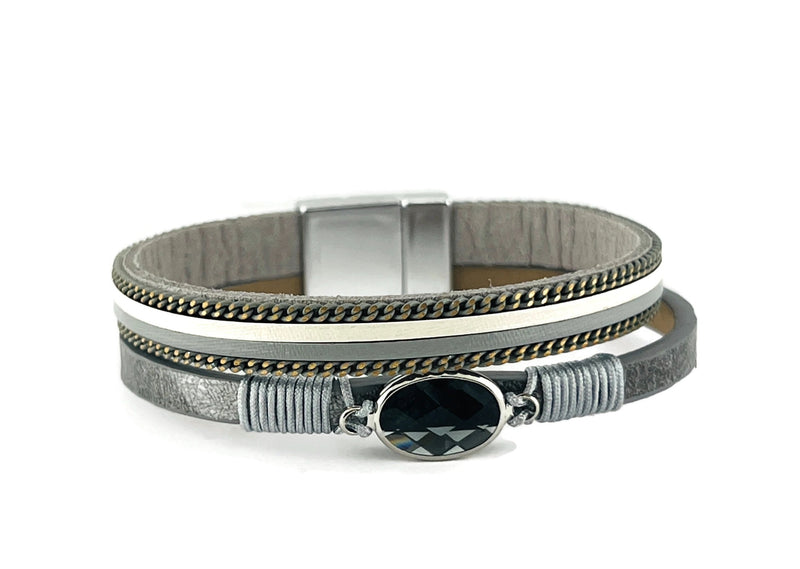 Leather magnetic bracelet