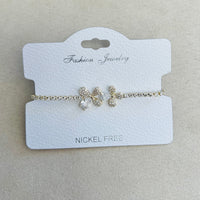 C.Z Rhodium Plated Crystal adjustable Bracelet