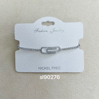 C.Z Rhodium Plated Crystal adjustable Bracelet