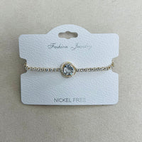 C.Z Rhodium Plated Crystal adjustable Bracelet