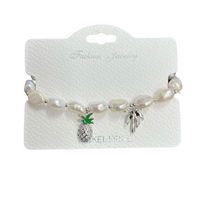 "Pineapple and Tree" Freshwater Pearl C.Z Adjustable Crystal Bracelet