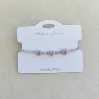 C.Z Rhodium Plated Crystal adjustable Bracelet