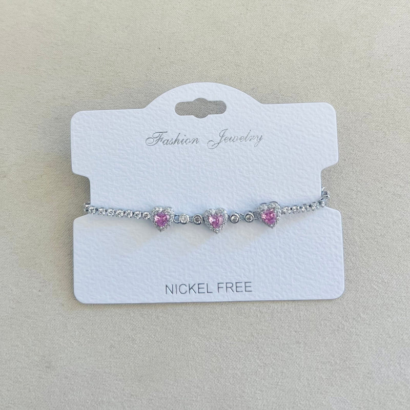C.Z Rhodium Plated Crystal adjustable Bracelet