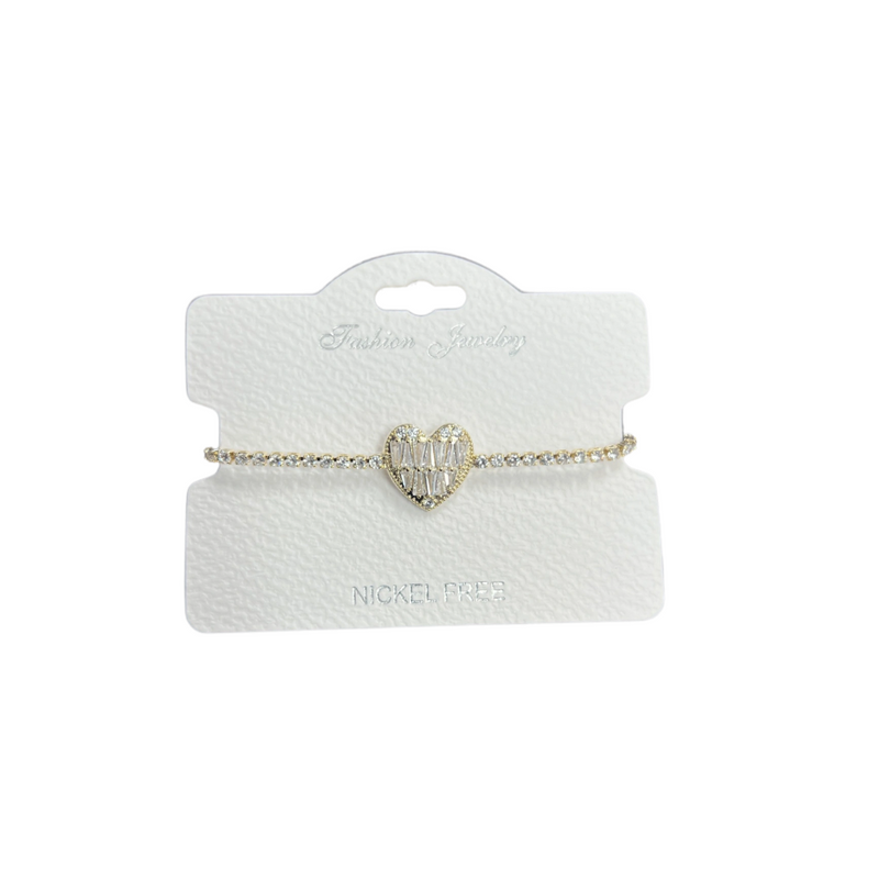 "Heart" C.Z Crystal adjustable bracelet