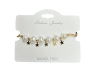 "Star" C.Z Crystal adjustable bracelet with Freshwater Pearl