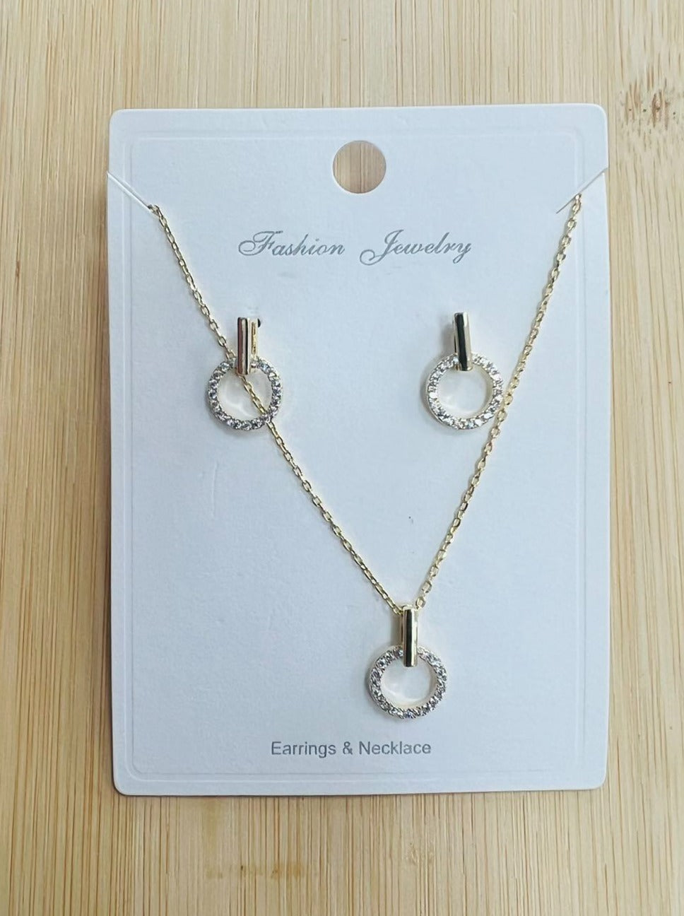 C.Z Rhodium Plated Crystal Earring and necklace sets