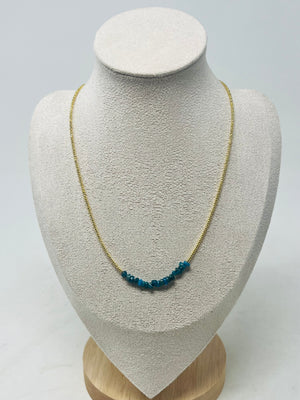 Gold Chain Necklace with Beads(Aqua)