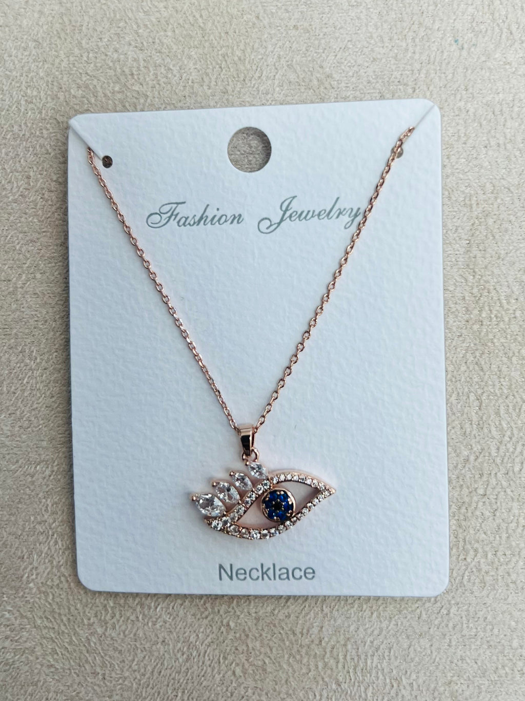 Evil Eye C.Z Rhodium Plated Pendant Necklace