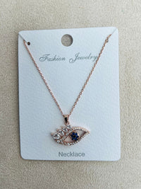 Evil Eye C.Z Rhodium Plated Pendant Necklace