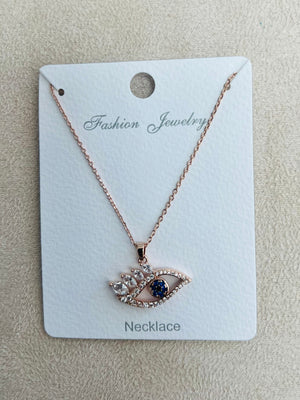 Evil Eye C.Z Rhodium Plated Pendant Necklace